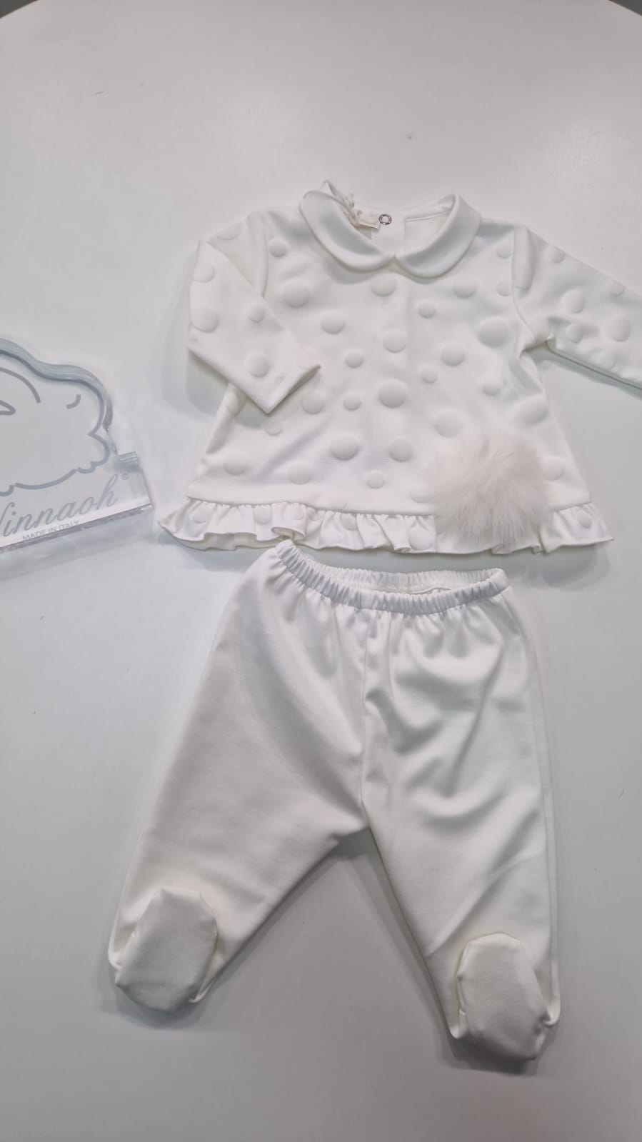 🐰NINNAOH 🐰TUTINA DUE PEZZI IN CALDO COTONE CON INSERTI IN RILIEVO 🎀 - 3, panna
