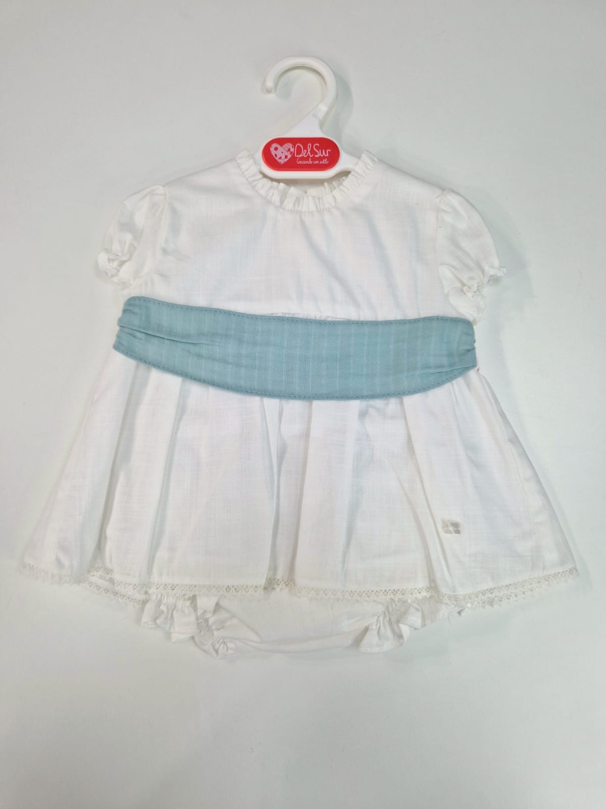 💚DEL SUR 💚 vestito bimba in cotone con culotte abbinata ✨👧 - 9, Crudo Verde