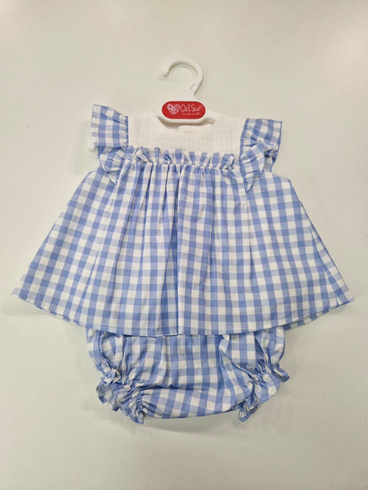 ✨DEL SUR✨Completo due pezzi in cotone con culotte 👧 "FAMILIA LEVANTE" - Azzurro a Righe, 18
